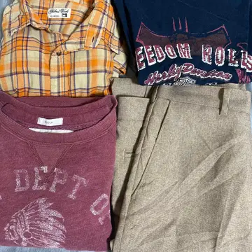 아메카지 세트 판매 롱 T 울 슬랙스 체크 셔츠 맨투맨 4종