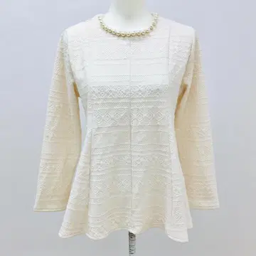 prose verse 펄 장식 긴팔 플레어 페플럼 상의