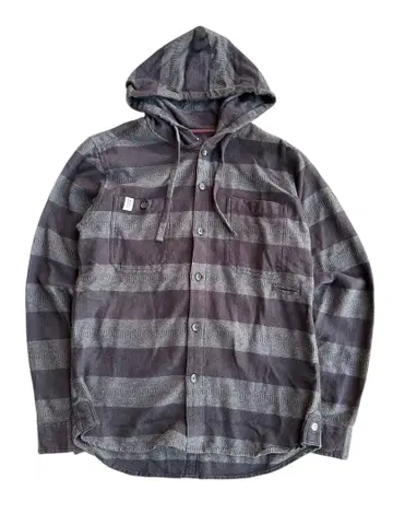 보더 패턴 셔츠 후디