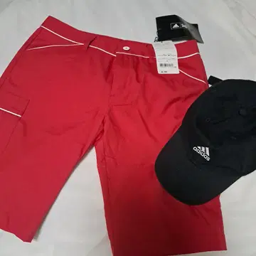 adidas 골프 빨간색 숏팬츠와 캡 2개 세트 새상품급
