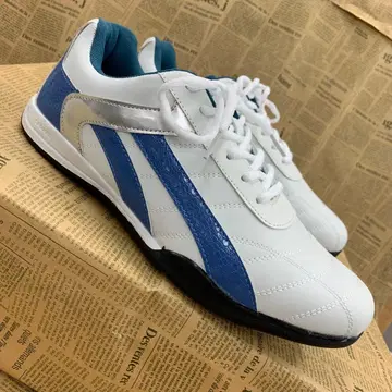 새상품 남성용 25.0cm 인조 가죽 코트 스니커즈 파랑 화이트 1189