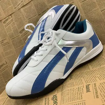 새상품 남성용 25.5cm 인조 가죽 코트 스니커즈 파랑 화이트 1189