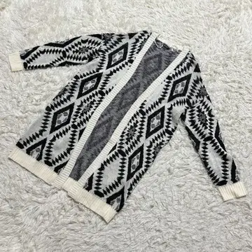 [ c6551 ] Raf Raf 가디건 니트 올 패턴 롱 기장