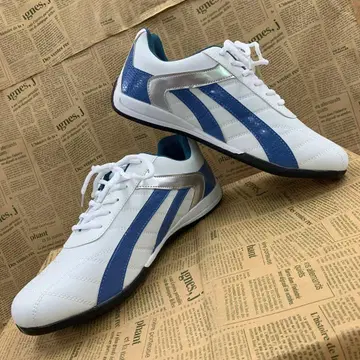 새상품 남성용 26.5cm 인조 가죽 코트 스니커즈 파랑 화이트 1189