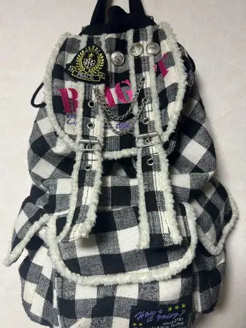 체크 무늬 백팩 백팩