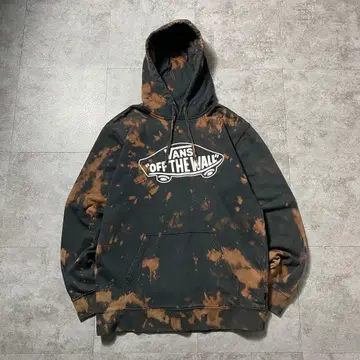 VANS 반스 카 로고 프린트 블리치 블랙 맨투맨 후드티