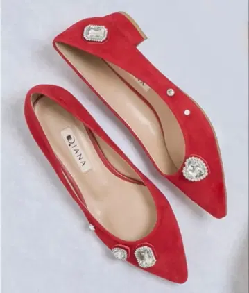 다이애나 대형 비쥬 장식 플랫 펌프스