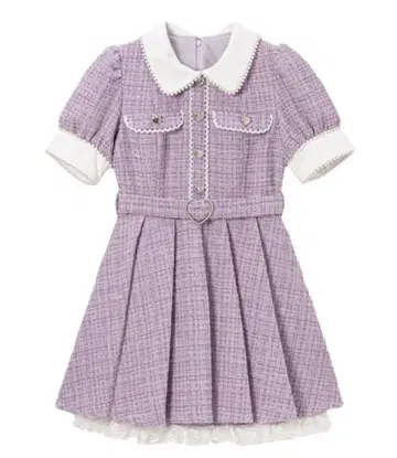 디어마이러브 유메텐보 썸머 트위드 하트 펄 원피스 라벤더