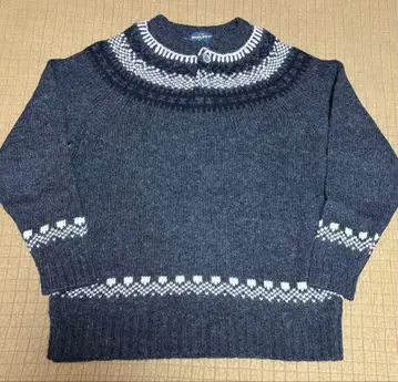 울 노르딕 무늬 스웨터 M 그레이