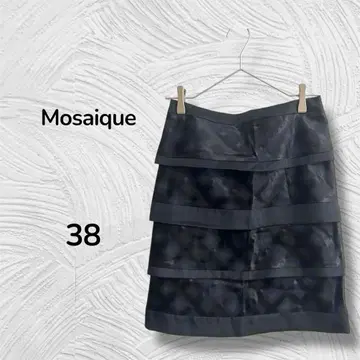 [모자이크] 캉캉 스커트 광택 소재 새틴 블랙 체크 고급 페미닌