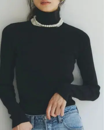 anauans 블랙 실크 캐시미어 블렌드 니트