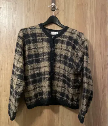 모헤어 체크 가디건