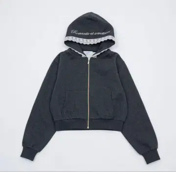 smyeon 스미 레이스 컴팩트 지퍼 후디 후드티 블랙