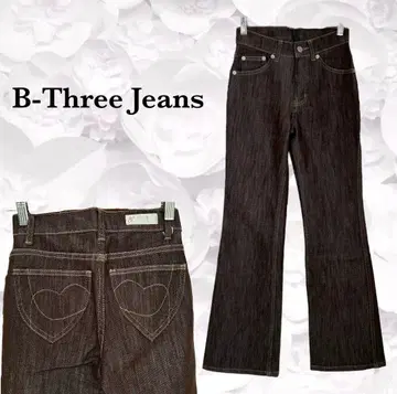 새상품급 [비쓰리 청바지] 부츠컷 데님 [S] 브라운 자수 플레어