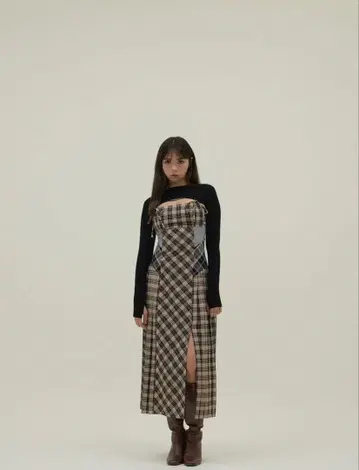 andmary Nadia check long dress 앤드마리
