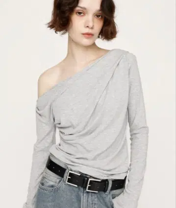 [ 새상품 ] SLY OFF SHOULDER CUT 상의 그레이