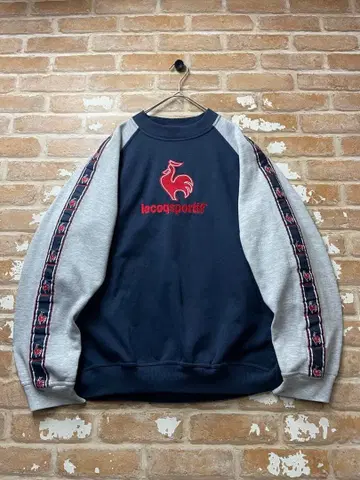 90s 르꼬끄 le coq sportif 맨투맨 센터 로고 y2k