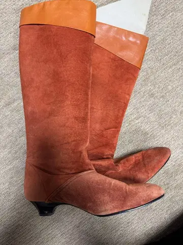 오렌지 스웨이드 롱 부츠 24.5cm