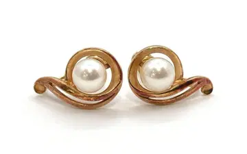 MIKIMOTO 파형 후프 귀걸이 펄 K14