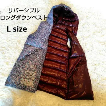 리버서블 다운 롱 베스트 플라워 프린트 x 보르도 Lsize