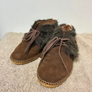 모카신 슈즈 gaimo 퍼 부츠 브라운 24cm