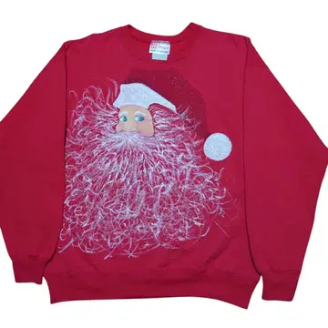 90s 산타클로스 핸드페인트 트레이닝복 빨간색 L Hanes