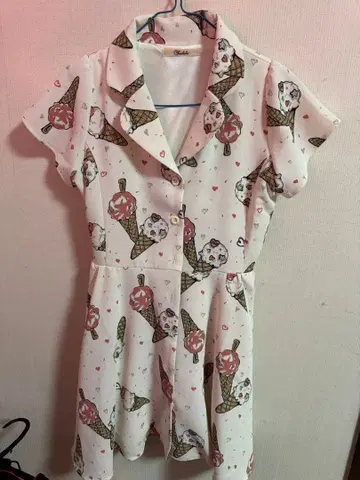 Fralala 아이스크림 패턴 반팔 미니 원피스