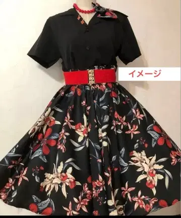 꽃무늬 로카빌리 서큘러 스커트 50's 스타일 올디스 로큰롤