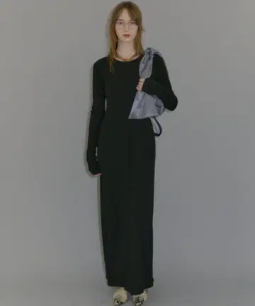 yae 2way Uneck rib long dress 36