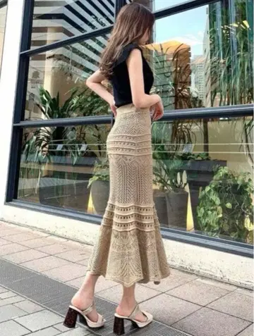 리젝시 크로셰 니트 머메이드 스커트