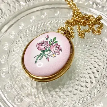 Halcyon Days 에나멜 로켓 펜던트 목걸이 빈티지