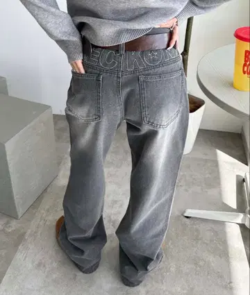 sedacle girl 힙 로고 오버다이 데님 그레이 S