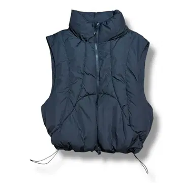 ZARA 크롭 퍼프 베스트 다운 드로 코드 더블 지퍼 짧은 기장