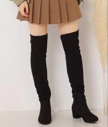 [미사용 새상품] Newlyme 5cm 로우힐 편안한 니하이 부츠