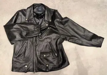 BEAMS HEART 블랙 가죽 라이더 자켓 S 사이즈