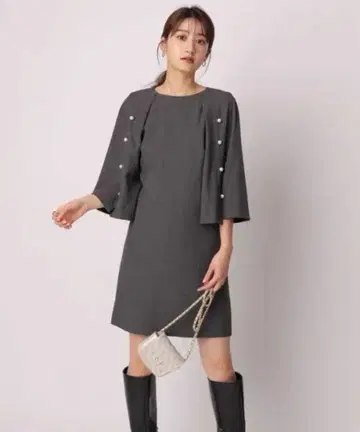 rirandture 케이프 슬리브 트위드 원피스