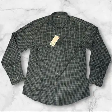 [ 새상품 ] UNIQLO EFC 브로드 체크 셔츠 긴팔 블루 M 사이즈