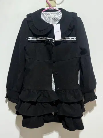 pium 사다리 레이스 티어드 미니 코트 블랙