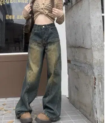 A'GEM/9 x .kom 스터드 데님 팬츠 인포트 셀렉 S