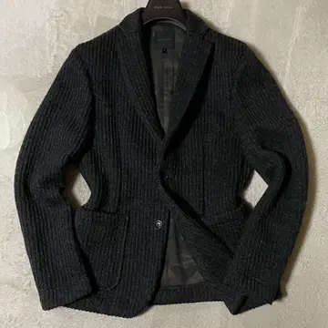 디자인웍스 니트 테일러드 자켓 차콜 x 카모플라쥬 M 새상품급