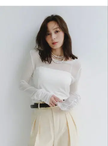 anuans 시어 롱 슬리브 T 셔츠