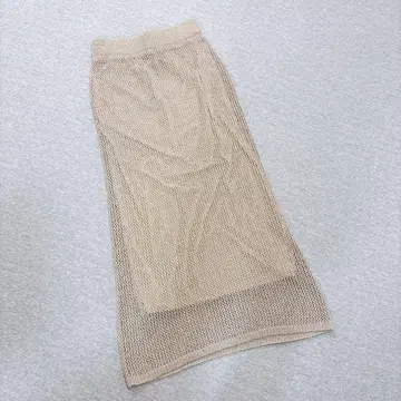 내추럴 꾸뛰르 메쉬 타이트 니트 스커트 베이지 프리 허리밴딩