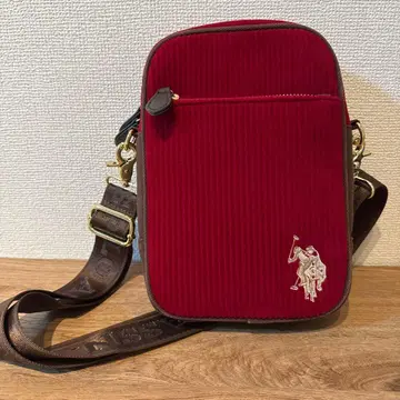 U.S. POLO ASSN. 코듀로이 숄더백 빨간색 버건디