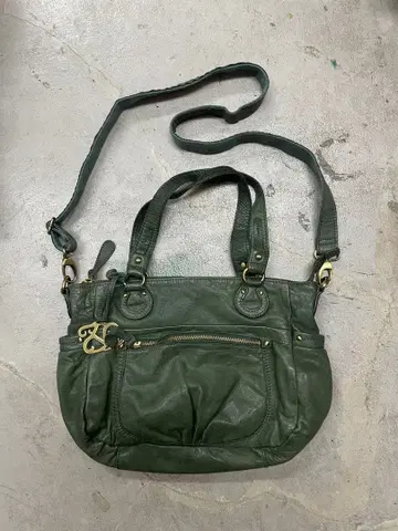 00s 가죽 백 archive 숄더백 2way 카키 y2k