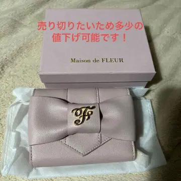Maison de FLEUR 리본 접이식 지갑 핑크