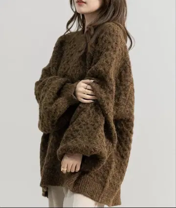 오버 사이즈 브라운 니트 스웨터