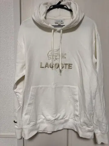 LACOSTE 후드 부착 트레이닝복 US L 화이트 자수