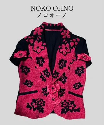 노코 오노 꽃 리본 블랙 반팔 자켓