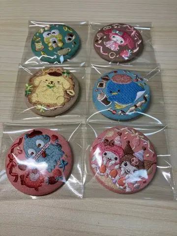 산리오 자수 캔뱃지 6개 세트