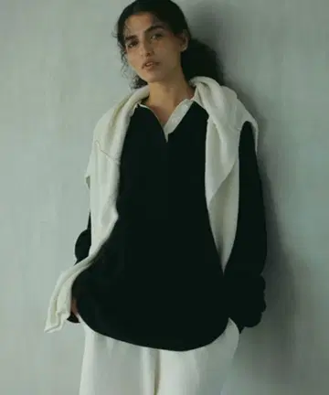 etretokyo 라거 셔츠 니트 풀오버 블랙